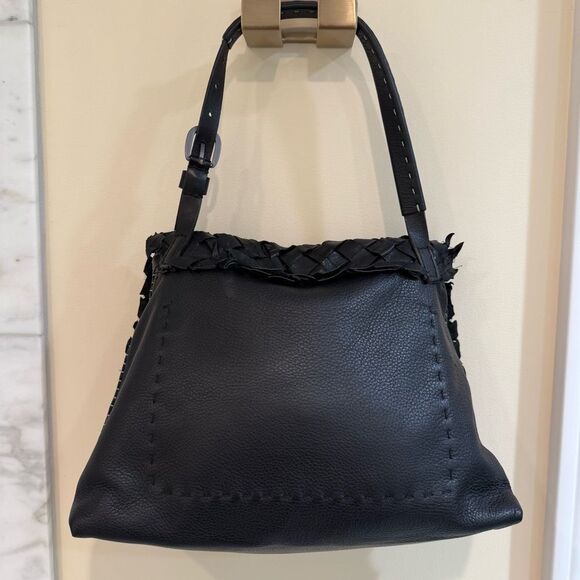 Henry Beguelin Black Pebbled/Woven Shoulder Bag - Picture 5 of 16